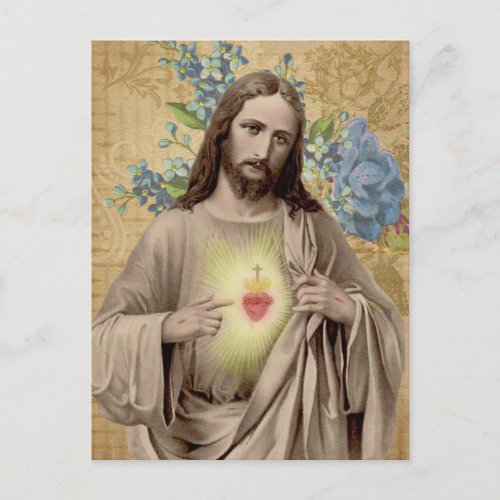 Vintage Sacred Heart of Jesus Religious Postcard