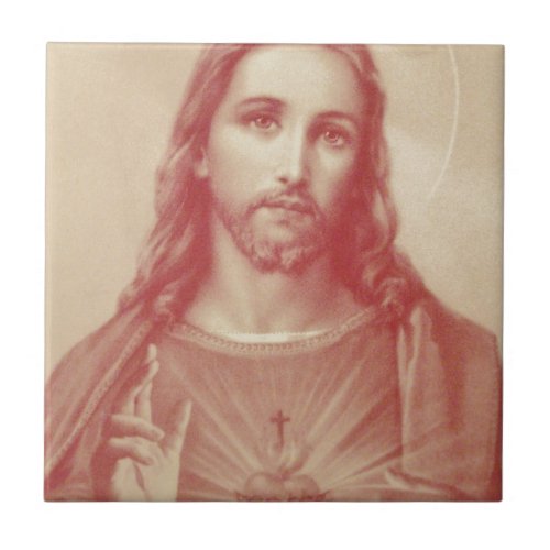 Vintage Sacred Heart of Jesus Tile