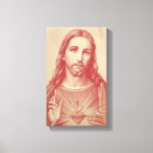 Vintage Sacred Heart of Jesus Wrapped Canvas