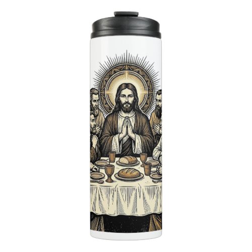 Vintage Sacred Supper Engraving Religious Art Shir Thermal Tumbler
