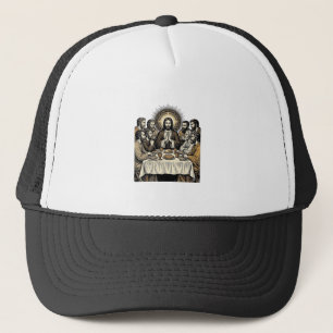 Vintage Sacred Supper Engraving Religious Art Shir Trucker Hat