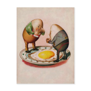 Vintage Sad Egg People Postcard