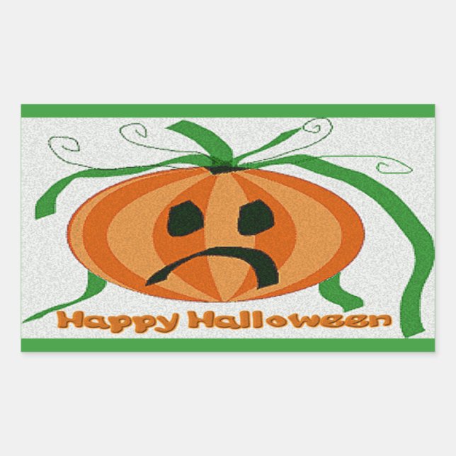 Vintage Sad Jack o' Lantern Rectangular Sticker (Front)
