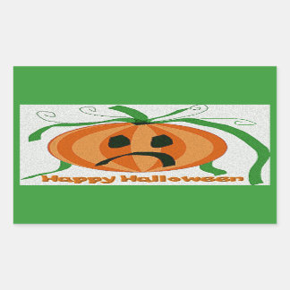 Vintage Sad Jack o' Lantern Rectangular Sticker