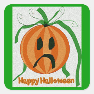 Vintage Sad Jack o' Lantern Square Sticker