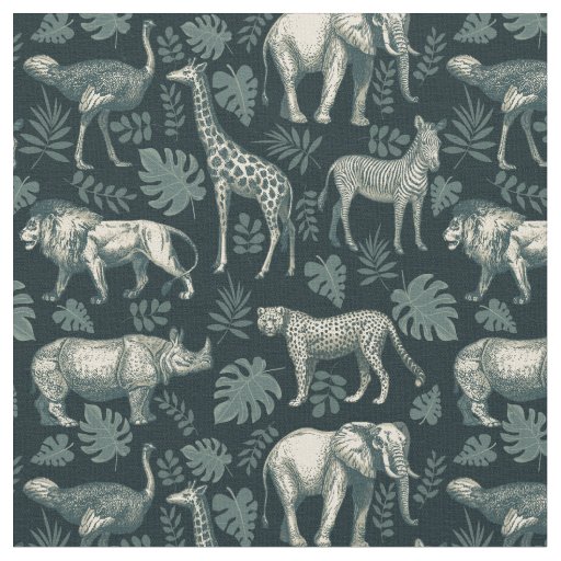 Vintage Safari African Animals Fabric