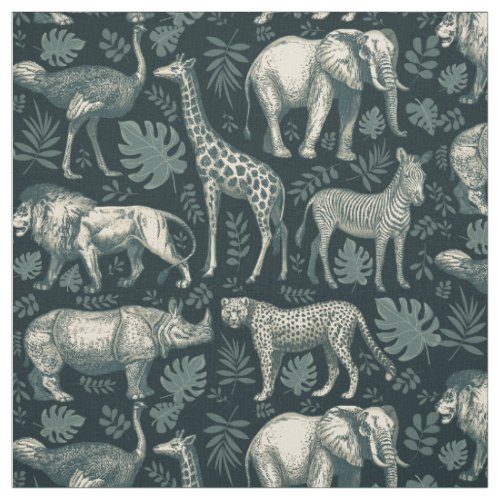 Vintage Safari African Animals Fabric