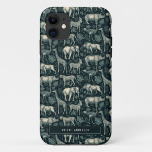 Vintage Safari African Animals Pattern iPhone 11 Case