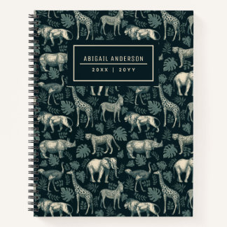 Vintage Safari African Animals Pattern Notebook