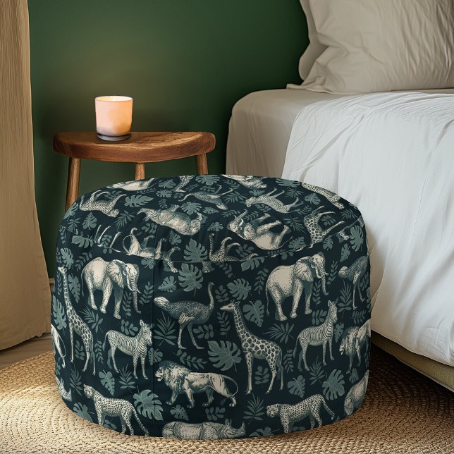 Vintage Safari African Animals Pouf (Creator Uploaded)