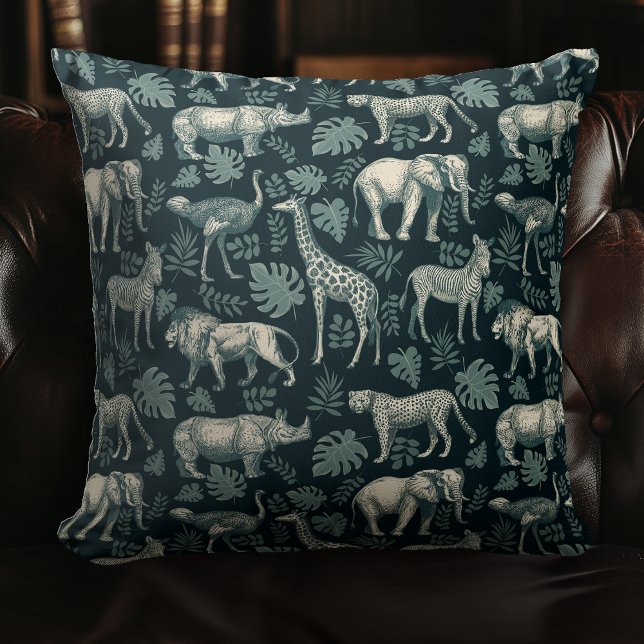 Vintage Safari African Animals  Throw Pillow (Creator Uploaded)