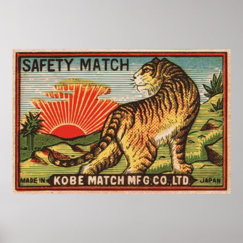 Vintage Safety Match Label _ Tiger Poster