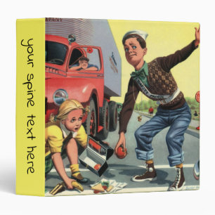 Vintage Safety Patrol Crossing Guard Helping Girl Binder