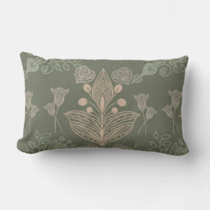 Vintage Sage Blush Pink Floral Lumbar Pillow