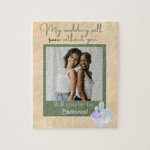 Vintage Sage Bridesmaid Proposal Jigsaw Puzzle