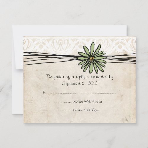 Vintage Sage Daisy Wedding RSVP