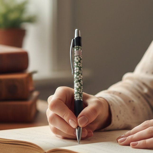 Vintage Sage Floral Custom Initials  Pen (Creator Uploaded)