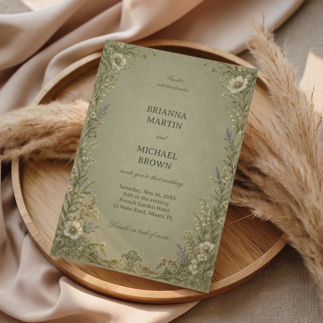 Vintage Sage Floral Invitation (Creator Uploaded)