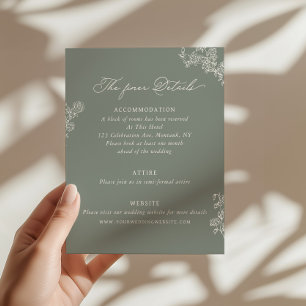 Vintage Sage Floral Wedding Details Enclosure Card