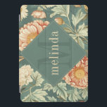 Vintage Sage Floral William Morris Monogram iPad Pro Cover<br><div class="desc">This simple yet elegant design features an elegant William Morris inspired pattern in sage green,  soft peach,  and cream floral. Protect your tablet in style. Add a name to personalize it. Makes a great Christmas or Mother's Day gift. Created by Simply Farmhouse Press.</div>