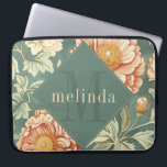 Vintage Sage Floral William Morris Monogram Laptop Sleeve<br><div class="desc">This simple yet elegant design features an elegant William Morris inspired pattern in sage green,  soft peach,  and cream floral. Protect your laptop or tablet in style. Add a name to personalize it. Makes a great Christmas or Mother's Day gift. Created by Simply Farmhouse Press.</div>