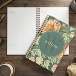 Vintage Sage Floral William Morris Monogram Planner<br><div class="desc">This simple yet elegant design features an elegant William Morris inspired floral tapestry pattern in sage green, peach, and cream. Keep your schedule and appointments with style. Add a name to personalize it. Makes a great Christmas or Mother's Day gift. Created by Simply Farmhouse Press.</div>