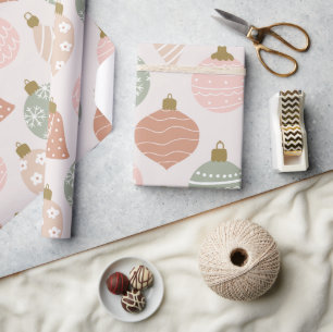 Vintage Sage Green and Blush Pink Ornaments Wrapping Paper