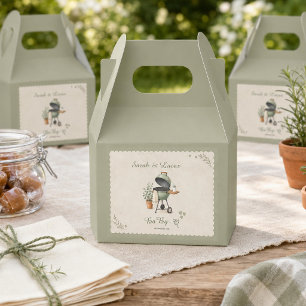 Vintage Sage Green Baby-Q BBQ Neutral Baby Shower Favor Boxes