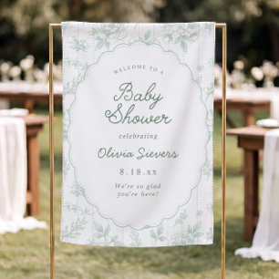 Vintage Sage Green Baby Shower Fabric Welcome Sign