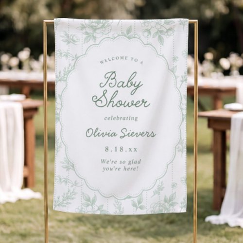 Vintage Sage Green Baby Shower Fabric Welcome Sign