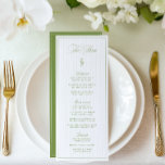 Vintage Sage Green & Beige Striped Wedding Menu<br><div class="desc">This elegant wedding menu features a soft beige striped background paired with refined sage green serif typography and delicate script accents. Designed for garden weddings, formal outdoor receptions, and timeless celebrations. The back includes customizable initials (delete if not needed), offering a personalized touch for your event. Fully editable with your...</div>