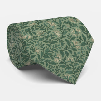 Vintage Sage Green Botanical Floral Neck Tie