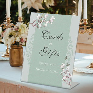 Vintage Sage Green Chinoiserie Cards & Gifts Pedestal Sign