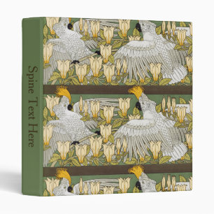 Vintage Sage Green Cockatoo Parrot Magnolia Art 3 Ring Binder