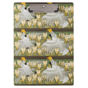 Vintage Sage Green Cockatoo Parrot Magnolia Art Clipboard