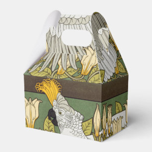 Vintage Sage Green Cockatoo Parrot Magnolia Art Favor Boxes