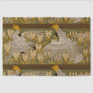 Vintage Sage Green Cockatoo Parrot Magnolia Art Fiber Doormat