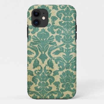 Vintage Sage Green Damask Iphone 11 Case by Case_Depot at Zazzle