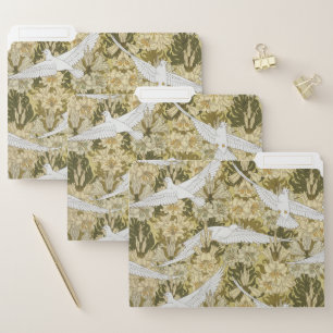 Vintage Sage Green Dove & Lily Floral Pattern File Folder