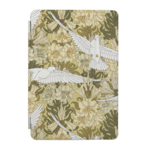Vintage Sage Green Dove & Lily Floral Pattern iPad Mini Cover