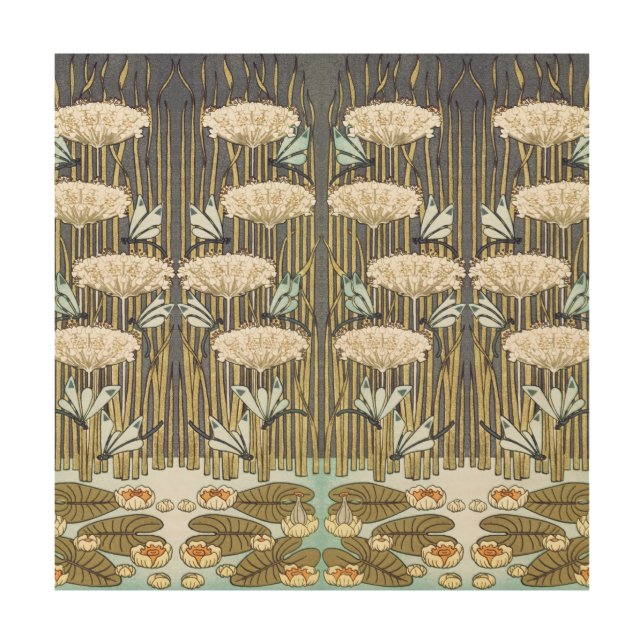 Vintage Sage Green Dragonfly & Lily Art (Front)