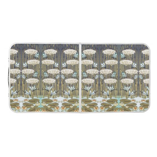 Vintage Sage Green Dragonfly &amp; Lily Art Beer Pong Table