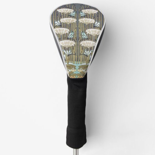 Vintage Sage Green Dragonfly &amp; Lily Art Golf Head Cover
