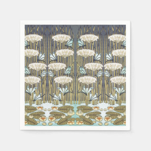 Vintage Sage Green Dragonfly & Lily Art Napkins