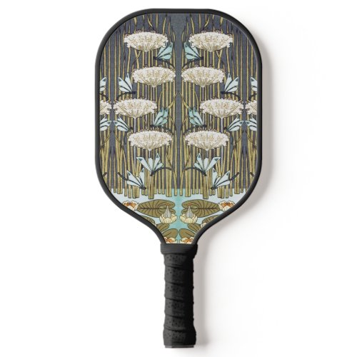 Vintage Sage Green Dragonfly &amp; Lily Art Pickleball Paddle