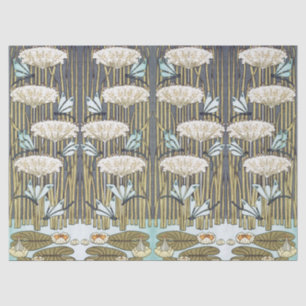 Vintage Sage Green Dragonfly & Lily Art Tissue Paper