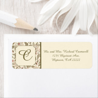 Vintage Sage Green Dusty Pink Monogram Wedding Label