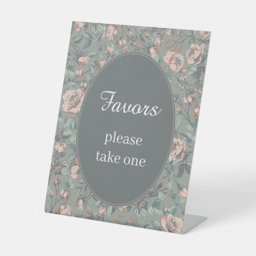 Vintage Sage Green Dusty Rose Bridal Shower Favors Pedestal Sign
