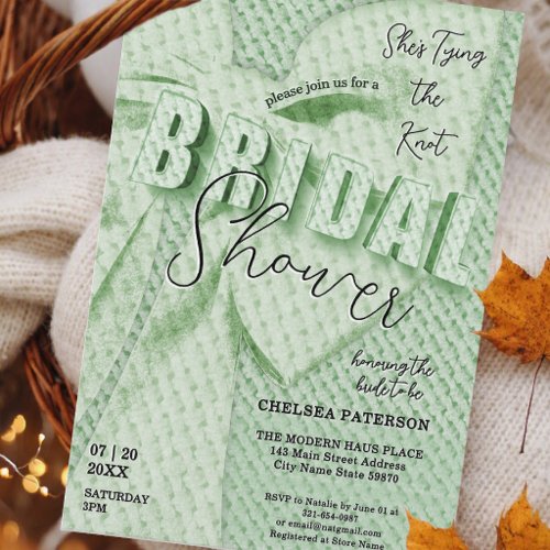 Vintage Sage Green Elegant Bow Bridal Shower  Invitation