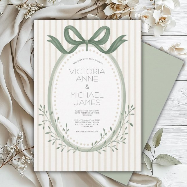 Vintage Sage Green Elegant Wedding Invitation (Creator Uploaded)